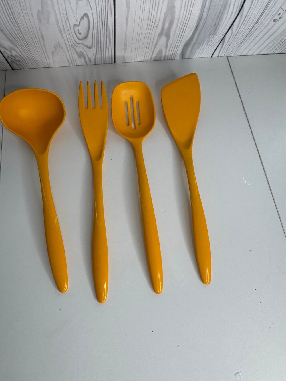 Hutzler Melamine Utensil Set Yellow Goldenrod MCM Retro Set of 4